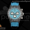DIWF 롤렉스 데이토나 블랙카본 블루로만다이얼 블루나일론스트랩 Daytona DIW Black Carbon DIWF Best Edition Blue/Silver Roman Dial on Blue Nylon Strap DD4801