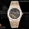 APSF 오데마피게 로얄오크 15407 로즈골드 스켈레톤다이얼 스틸브레이슬릿 Royal Oak 41mm Openworked 15407 RG APSF 1:1 Best Edition on RG Bracelet A3132