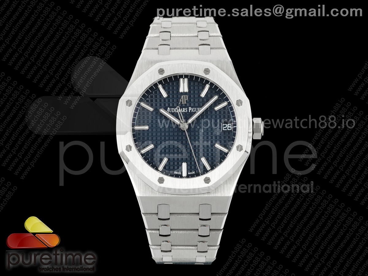 APSF V3 오데마피게 로얄오크 15500 SW블루다이얼 스틸브레이슬릿 Royal Oak 15500 SS APSF 1:1 Best Edition Blue Dial on SS Bracelet SA4302 Super Clone V3 (Free Sprung)