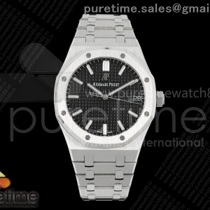 APSF V3 오데마피게 로얄오크 15500 SW블랙다이얼 스틸브레이슬릿 Royal Oak 15500 SS APSF 1:1 Best Edition Black Dial on SS Bracelet SA4302 Super Clone V3 (Free Sprung)
