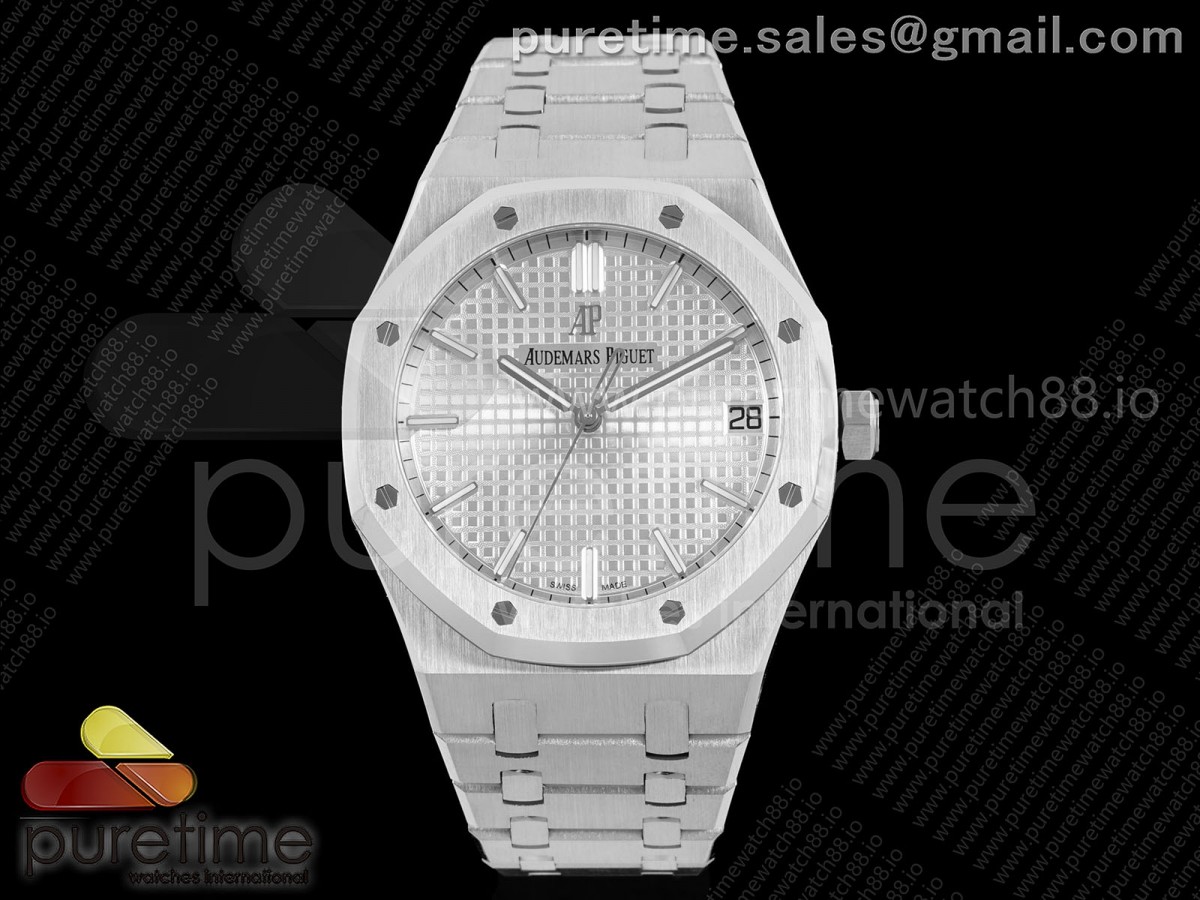 APSF V2 오데마피게 로얄오크 15500 실버다이얼 스틸브레이슬릿 Royal Oak 15500 SS APSF 1:1 Best Edition Silver Dial on SS Bracelet SA4302 Super Clone V2 (SW Dial)