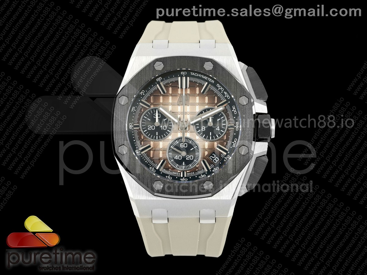 APSF 오데마피게 로얄오크 오프쇼어 26420 스모크다이얼 그레이러버스트랩 Royal Oak Offshore 26420 SS Ceramic Bezel APSF 1:1 Best Edition Smoked Dial on Gray Rubber Strap SA4401 Super Clone