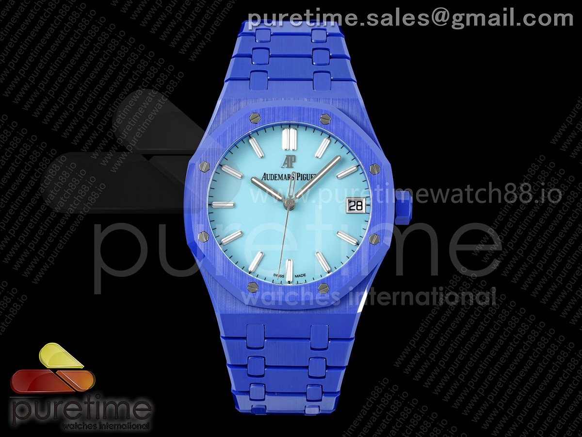 APSF 오데마피게 로얄오크 15500 블루세라믹 티파니블루다이얼 세라믹브레이슬릿  Royal Oak 15500 Blue Ceramic APSF 1:1 Best Edition Tiffany Blue Dial on Bracelet SA4302 Super Clone