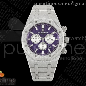 APSF 오데마피게 로얄오크 크로노 26331 프러스티드 퍼플/화이트다이얼 스틸브레이슬릿 Royal Oak Chrono 26331 Frosted SS APSF 1:1 Best Edition Purple/White Dial on Bracelet A2385