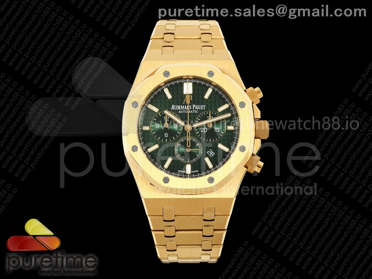 APSF 오데마피게 로얄오크 크로노 26331 옐로우골드 그린다이얼 스틸브레이슬릿 Royal Oak Chrono 26331 YG APSF 1:1 Best Edition Green Dial on YG Bracelet A2385