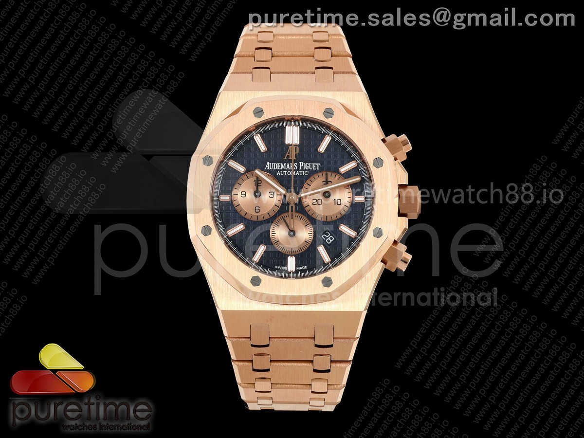 APSF 오데마피게 로얄오크 크로노 26331 로즈골드 블루/로골다이얼 스틸브레이슬릿 Royal Oak Chrono 26331 RG APSF 1:1 Best Edition Blue/RG Dial on RG Bracelet A2385