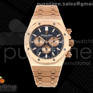 APSF 오데마피게 로얄오크 크로노 26331 로즈골드 블루/로골다이얼 스틸브레이슬릿 Royal Oak Chrono 26331 RG APSF 1:1 Best Edition Blue/RG Dial on RG Bracelet A2385