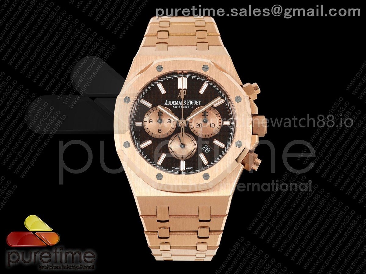 APSF 오데마피게 로얄오크 크로노 26331 로즈골드 브라운/로골다이얼 스틸브레이슬릿 Royal Oak Chrono 26331 RG APSF 1:1 Best Edition Brown/RG Dial on RG Bracelet A2385RG Bracelet A2385