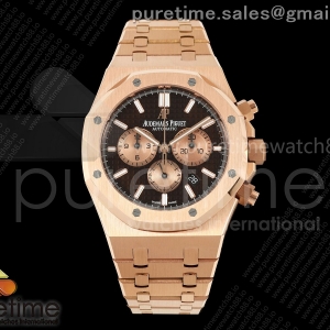 APSF 오데마피게 로얄오크 크로노 26331 로즈골드 브라운/로골다이얼 스틸브레이슬릿 Royal Oak Chrono 26331 RG APSF 1:1 Best Edition Brown/RG Dial on RG Bracelet A2385RG Bracelet A2385