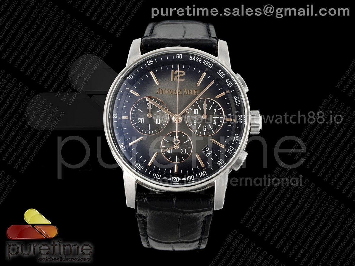 APSF 오데마피게 코드11.59 크로노 26393 그레이/블랙다이얼 블랙가죽스트랩 Code 11.59 Chrono 26393 SS APSF 1:1 Best Edition Gray/Black Dial on Black Leather Strap SA4401 Super Clone