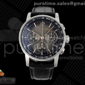 APSF 오데마피게 코드11.59 크로노 26393 그레이/블랙다이얼 블랙가죽스트랩 Code 11.59 Chrono 26393 SS APSF 1:1 Best Edition Gray/Black Dial on Black Leather Strap SA4401 Super Clone