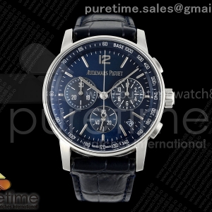 APSF 오데마피게 코드11.59 크로노 26393 블루다이얼 블루가죽스트랩 Code 11.59 Chrono 26393 SS APSF 1:1 Best Edition Blue Dial on Blue Leather Strap SA4401 Super Clone