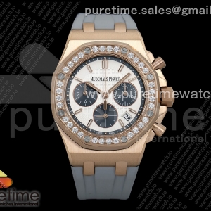 APSF 오데마피게 로얄오크 오프쇼어 레이디 37미리 로즈골드 26231 화이트/그레이다이얼 그레이러버스트랩 Royal Oak Offshore 37mm RG Ladies 26231 APSF 1:1 Best Edition White/Gray Dial on Gray Rubber Strap A2385
