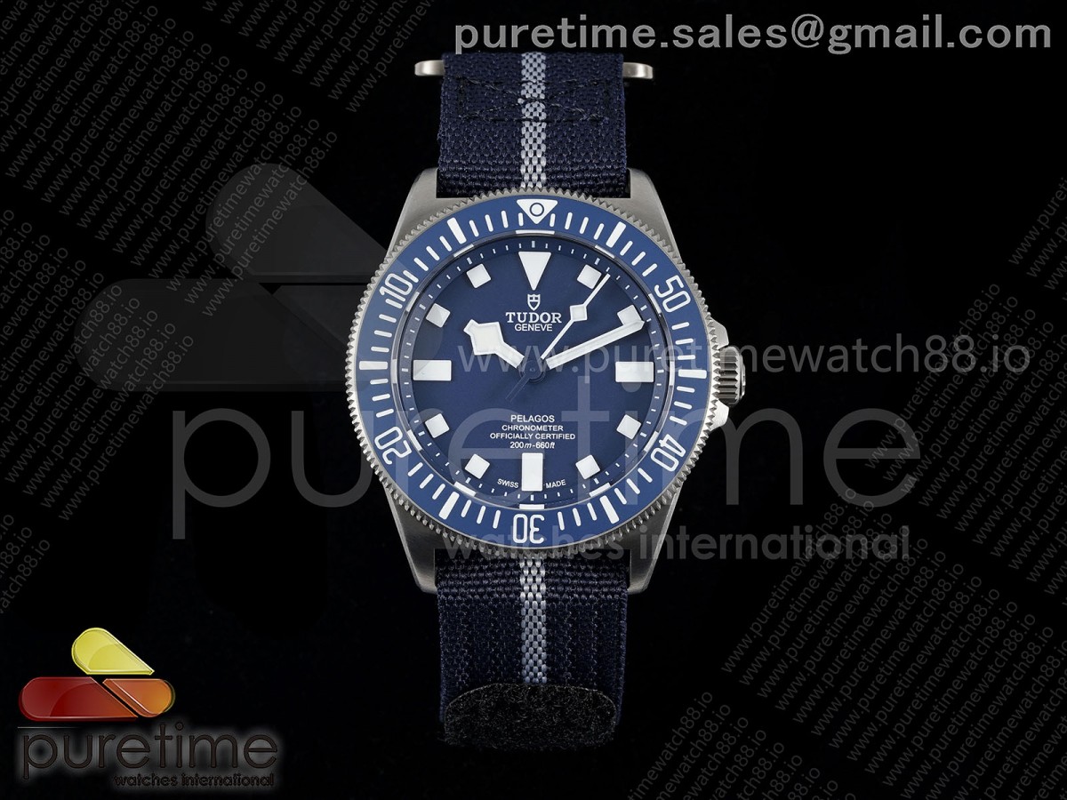 M+F 튜더 펠라고스 FXD 티타늄 블루다이얼 블루나일론스트랩 Pelagos FXD Titanium m25707b M+F 1:1 Best Edition Blue Dial on Blue Nylon Strap 8N24