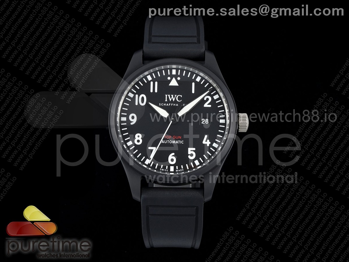 M+F IWC 파일럿41 탑건 블랙세라믹케이스 블랙다이얼 블랙나일론스트랩 Pilot 41 Top Gun IW326906 M+F 1:1 Best Edition on Black Nylon Strap Miyota9015