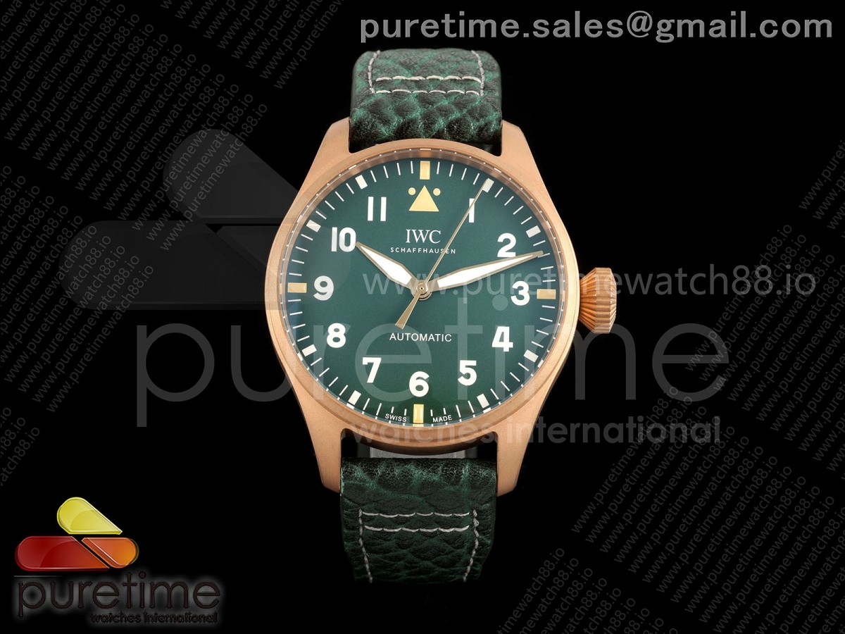 M+F IWC 빅파일럿43 스핏파이어 브론조 그린다이얼 그린가죽스트랩 Big Pilot 43 Spitfire Bronze IW329702 M+F 1:1 Best Edition on Green Leather Strap 8N24