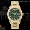 GMF V2 롤렉스 데이데이트40 텅스텐(Cu-W metal) 옐로우골드 그린로만다이얼 스틸브레이슬릿 DayDate 40 YG JDF Gain Weight 904L Steel Green Dial Roman Markers on President Bracelet A2836 V2