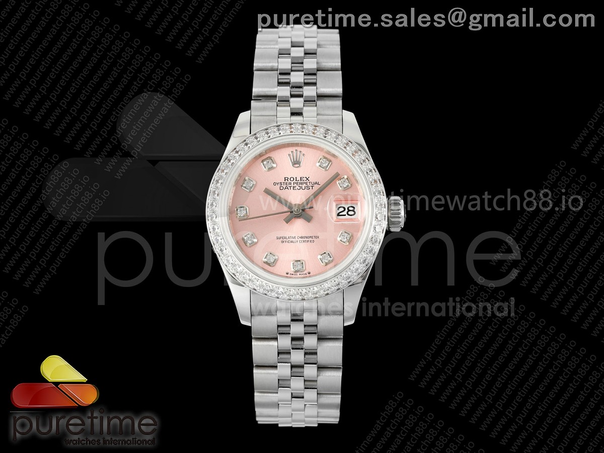 GMF 롤렉스 데이저스트 레이디 28미리 다이아베젤 핑크다이얼 프레지던트브레이슬릿  DateJust 28 SS JDF 1:1 Best Edition Pink Dial Diamonds Bezel on SS President Bracelet A2671
