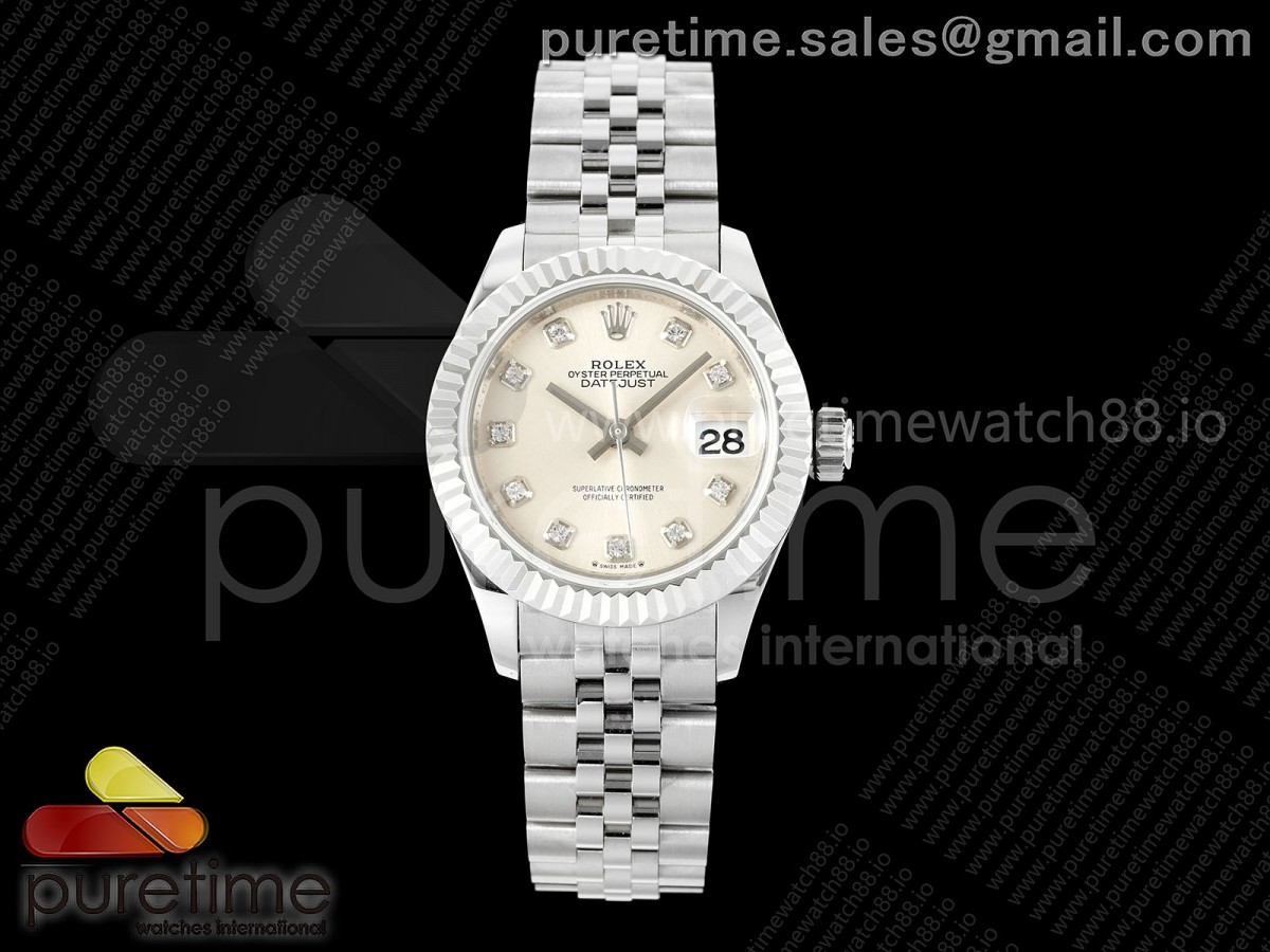 GMF 롤렉스 데이저스트 레이디 28미리 실버텐포인트다이얼 프레지던트브레이슬릿 DateJust 28 SS JDF 1:1 Best Edition Silver Diamonds Dial on SS President Bracelet A2671