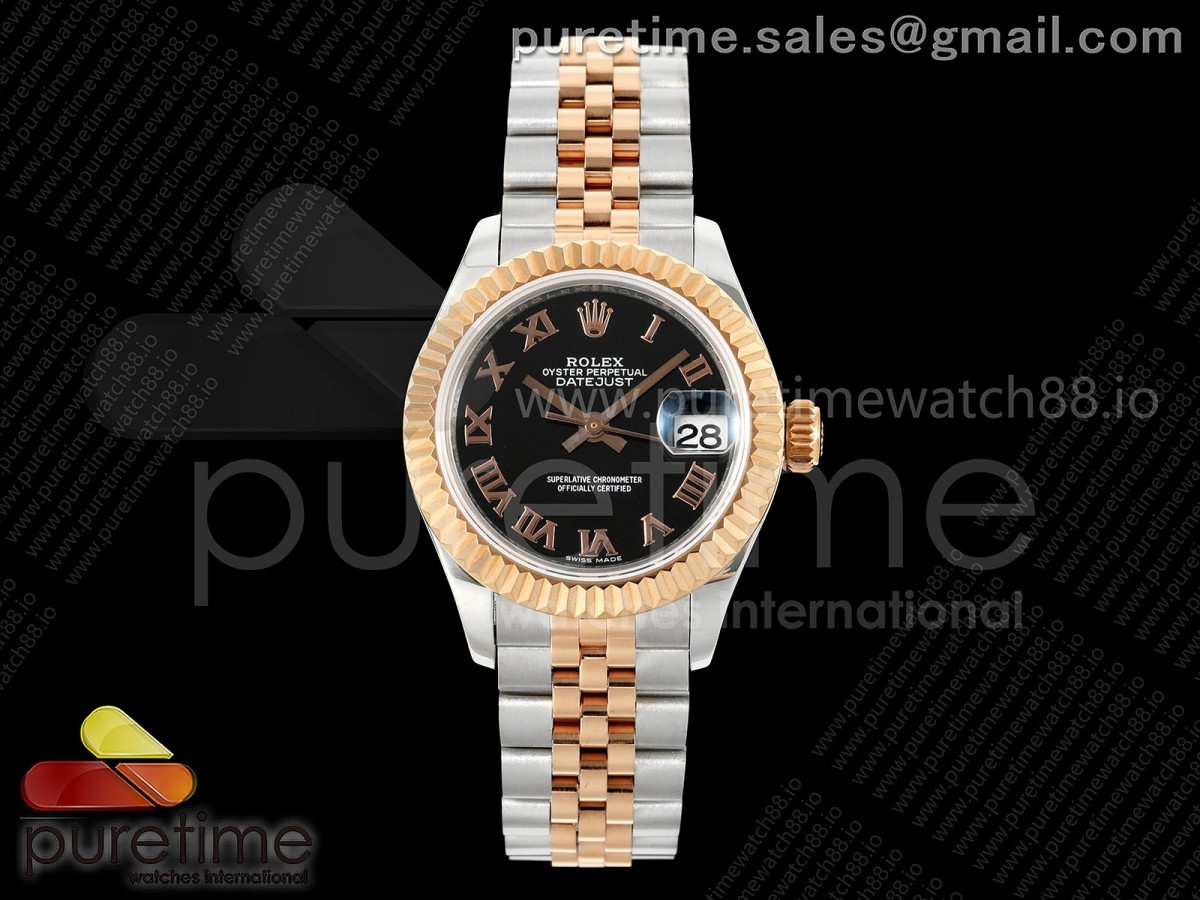 GMF 롤렉스 데이저스트 레이디 28미리 로즈골드콤비 블랙로만다이얼 프레지던트브레이슬릿 DateJust 28 SS/RG JDF 1:1 Best Edition Black Roman Dial on SS/RG President Bracelet A2671