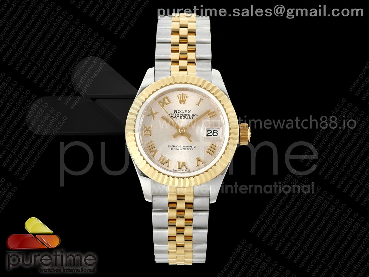 GMF 롤렉스 데이저스트 레이디 28미리 옐로우골드콤비 실버로만다이얼 프레지던트브레이슬릿 DateJust 28 SS/YG JDF 1:1 Best Edition Silver Roman Dial on SS/YG President Bracelet A2671