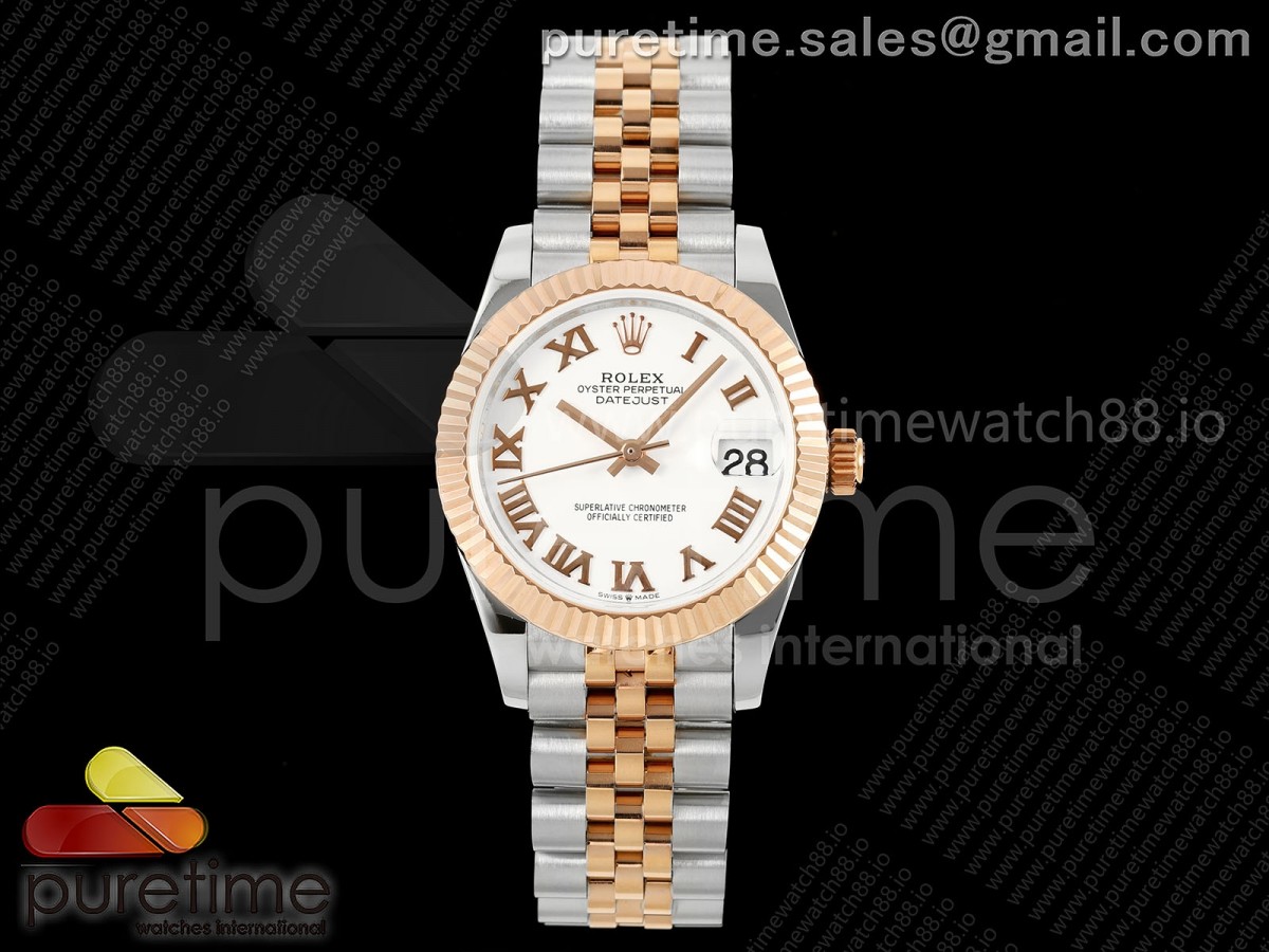 GMF 롤렉스 데이저스트 레이디 31미리 로즈골드콤비 화이트로만다이얼 쥬빌레브레이슬릿  DateJust 31 278271 SS/RG GMF 1:1 Best Edition 904L Steel White Roman Dial on Jubilee Bracelet A2824