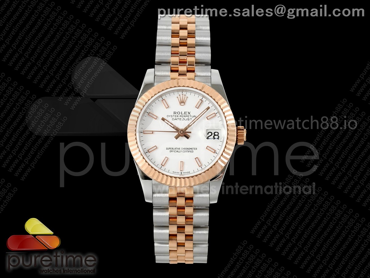GMF 롤렉스 데이저스트 레이디 31미리 로즈골드콤비 화이트다이얼 쥬빌레브레이슬릿 DateJust 31 278271 SS/RG GMF 1:1 Best Edition 904L Steel White Stick Dial on Jubilee Bracelet A2824