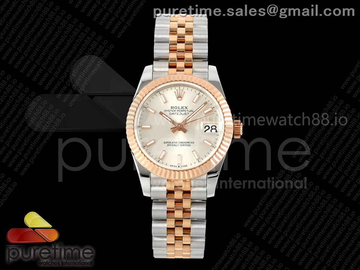GMF 롤렉스 데이저스트 레이디 31미리 로즈골드콤비 실버다이얼 쥬빌레브레이슬릿 DateJust 31 278271 SS/RG GMF 1:1 Best Edition 904L Steel Silver Stick Dial on Jubilee Bracelet A2824