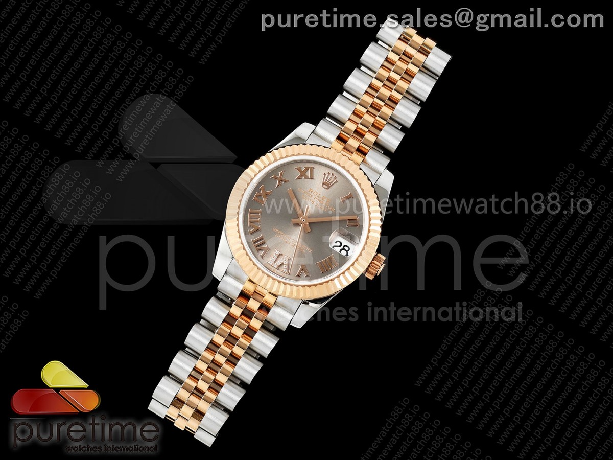 GMF 롤렉스 데이저스트 레이디 31미리 로즈골드콤비 그레이로만다이얼 쥬빌레브레이슬릿 DateJust 31 278271 SS/RG GMF 1:1 Best Edition 904L Steel Gray Roman Dial on Jubilee Bracelet A2824