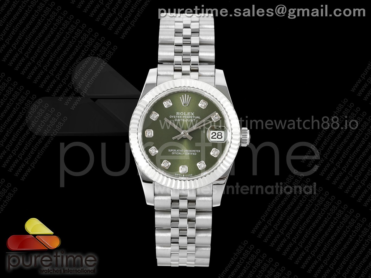 GMF 롤렉스 데이저스트 레이디 31미리 그린텐포인트다이얼 쥬빌레브레이슬릿 DateJust 31 278274 SS GMF 1:1 Best Edition 904L Steel Green Diamonds Dial on Jubilee Bracelet A2824