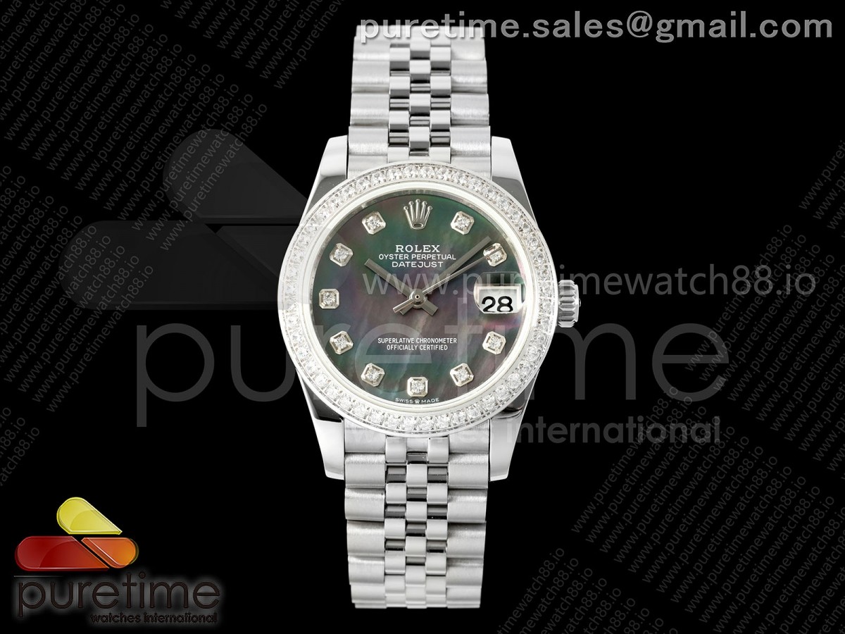 GMF 롤렉스 데이저스트 레이디 31미리 다이아베젤 그레이자개텐포인트다이얼 쥬빌레브레이슬릿 DateJust 31 278384rbr SS GMF 1:1 Best Edition 904L Steel Gray MOP Diamonds Dial on Jubilee Bracelet A2824