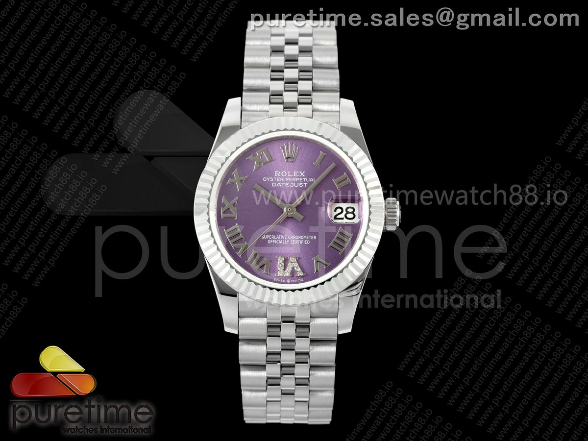 GMF 롤렉스 데이저스트 레이디 31미리 퍼플로만다이얼 쥬빌레브레이슬릿 DateJust 31 278274 SS GMF 1:1 Best Edition 904L Steel Pueple Roman Dial on Jubilee Bracelet A2824