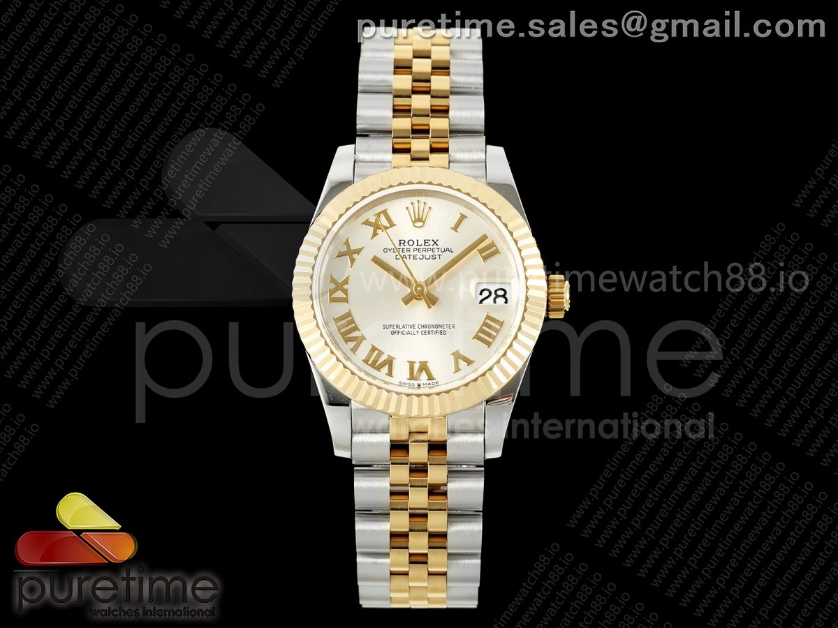 GMF 롤렉스 데이저스트 레이디 31미리 옐로우골드콤비 실버로만다이얼 쥬빌레브레이슬릿  DateJust 31 278273 SS/YG GMF 1:1 Best Edition 904L Steel Silver Roman Dial on Jubilee Bracelet A2824