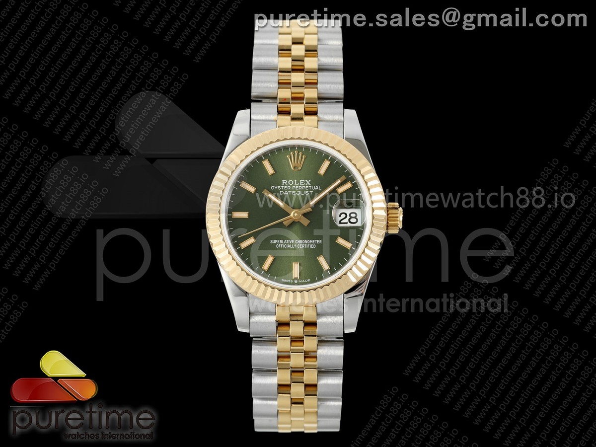 GMF 롤렉스 데이저스트 레이디 31미리 옐로우골드콤비 그린다이얼 쥬빌레브레이슬릿  DateJust 31 278273 SS/YG GMF 1:1 Best Edition 904L Steel Green Stick Dial on Jubilee Bracelet A2824