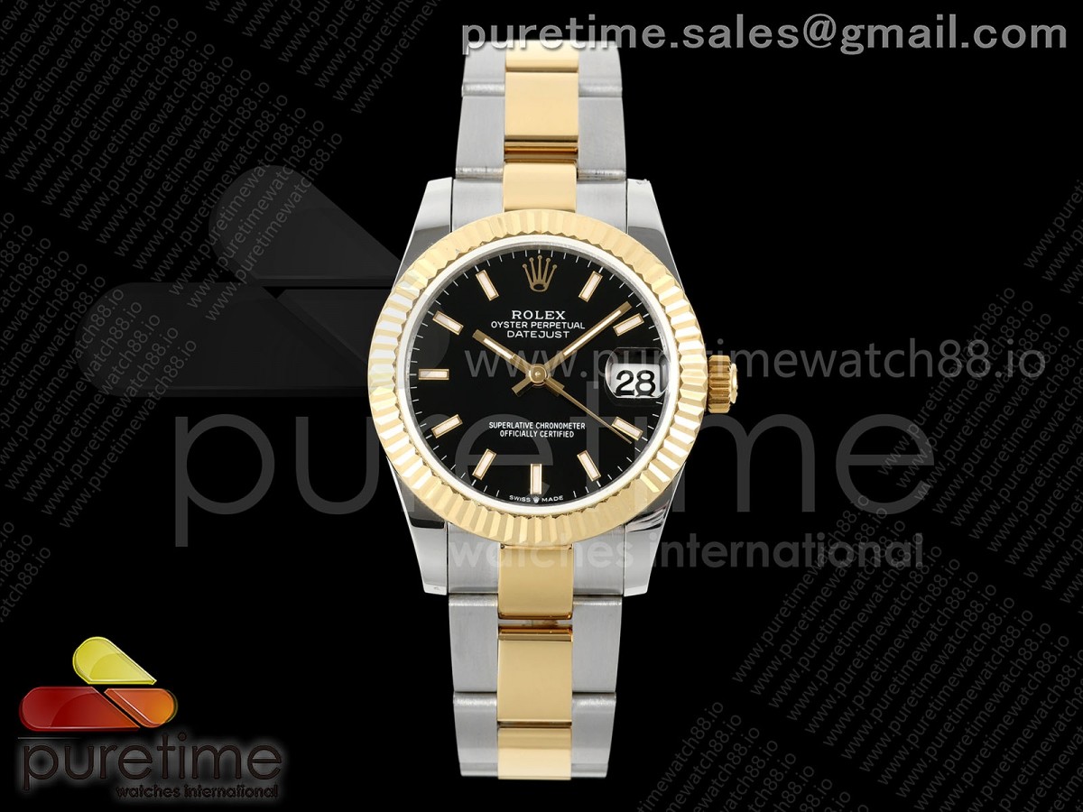 GMF 롤렉스 데이저스트 레이디 31미리 옐로우골드콤비 블랙다이얼 오이스터브레이슬릿 DateJust 31 278273 SS/YG GMF 1:1 Best Edition 904L Steel Black Stick Dial on Oyster Bracelet A2824