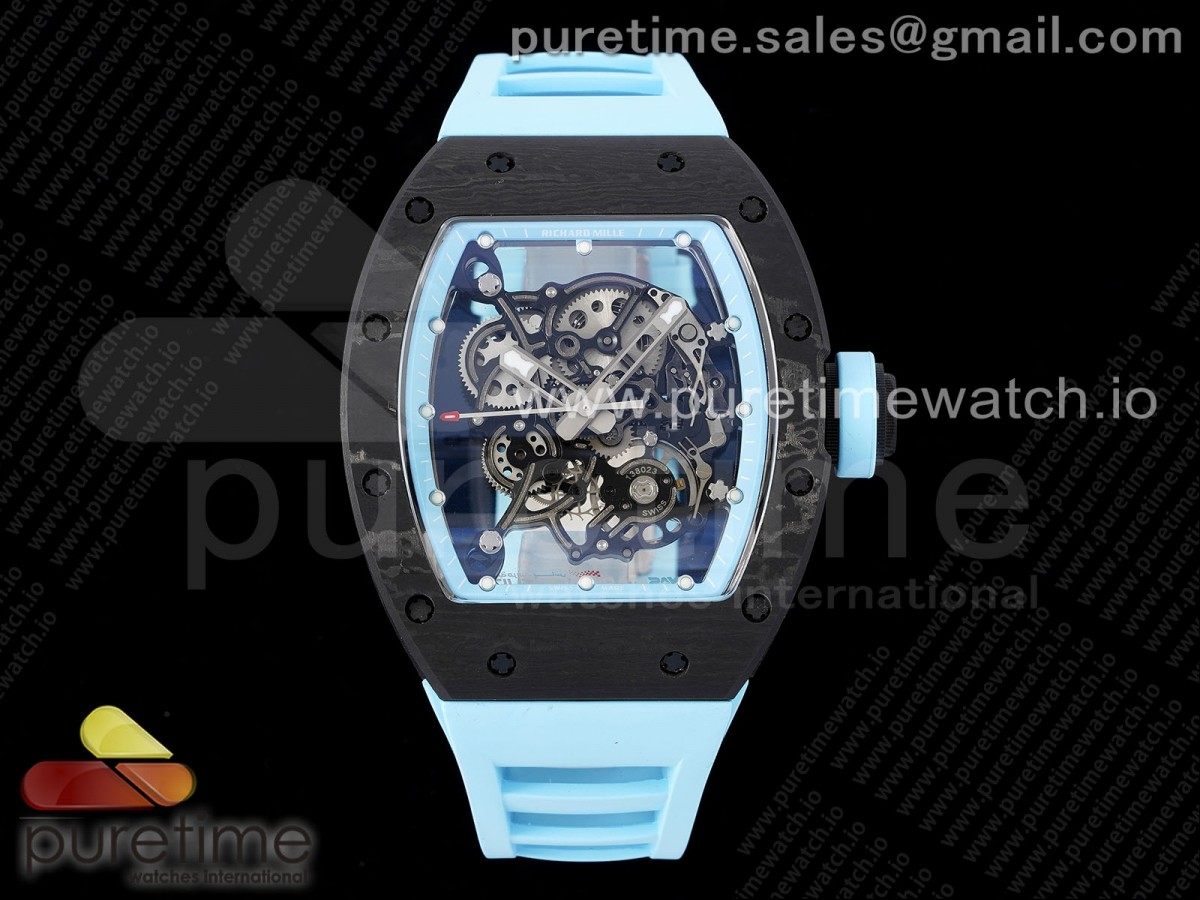 BBRF V2 리차드밀 RM055 NTPT 블루스켈레톤다이얼 블루러버스트랩 RM055 NTPT BBR Best Edition Skeleton Blue Dial on Blue Rubber Strap Clone RMUL2