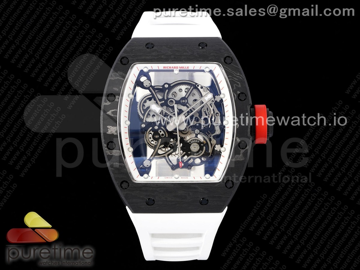 BBRF V2 리차드밀 RM055 NTPT 화이트스켈레톤다이얼 화이트러버스트랩 RM055 NTPT BBR Best Edition Skeleton White Dial on White Rubber Strap Clone RMUL2