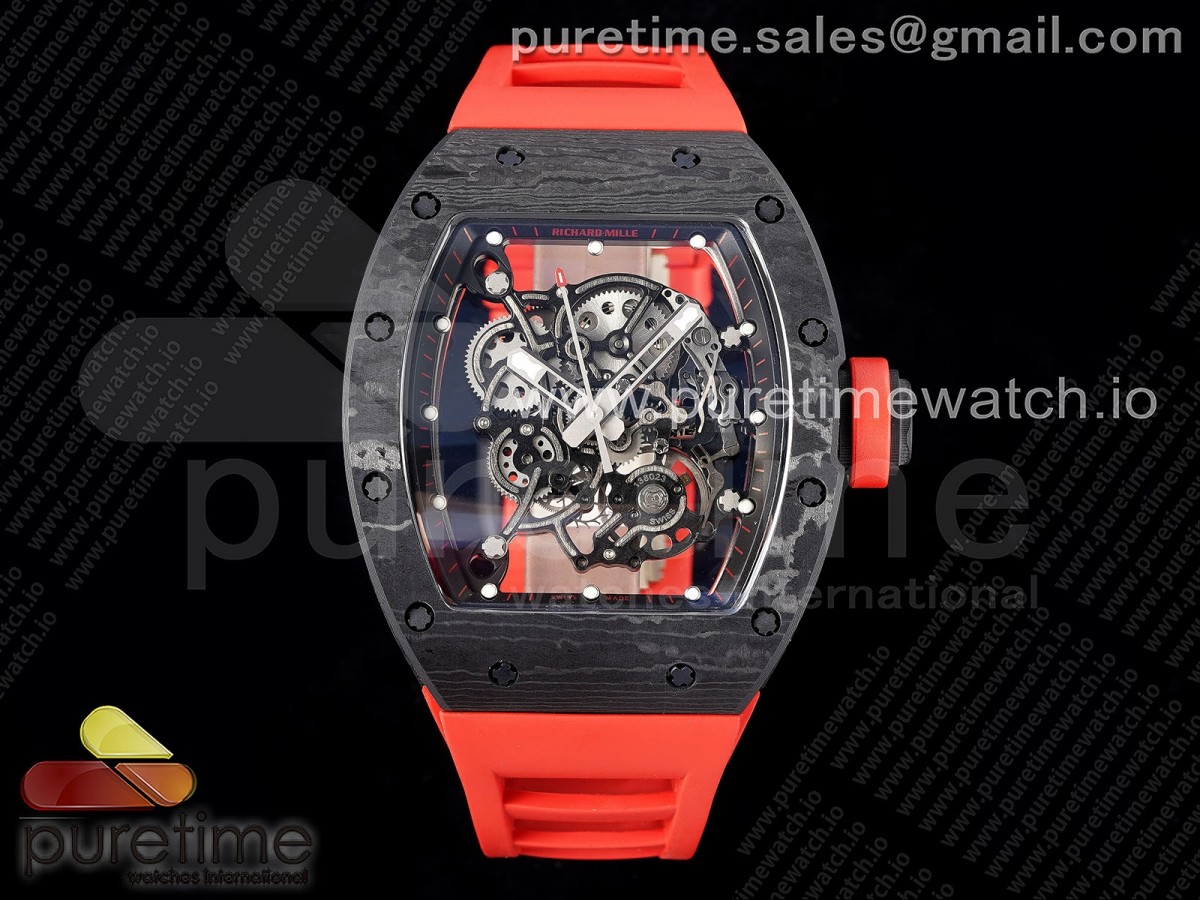 BBRF V2 리차드밀 RM055 NTPT 레드스켈레톤다이얼 레드러버스트랩 RM055 NTPT BBR Best Edition Skeleton Black Dial on Red Rubber Strap Clone RMUL2 V2