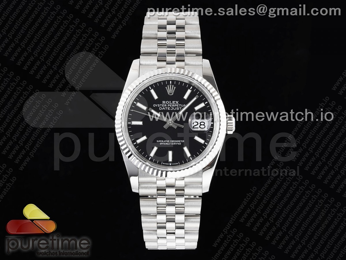 GMF V2 롤렉스 데이저스트36 블랙다이얼 스틸브레이슬릿 DateJust 36 SS 126234 JDF 904L Steel Black Dial Stick Markers on Jubilee Bracelet V2