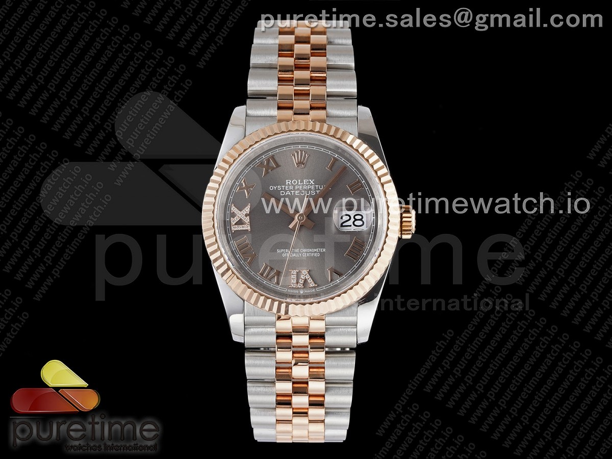 GMF V2 롤렉스 데이저스트36 로즈골드콤비 그레이로만다이얼 스틸브레이슬릿 DateJust 36 SS/RG 126231 JDF RG Plated 904L Steel Gray Dial Roman Markers on Jubilee Bracelet V2