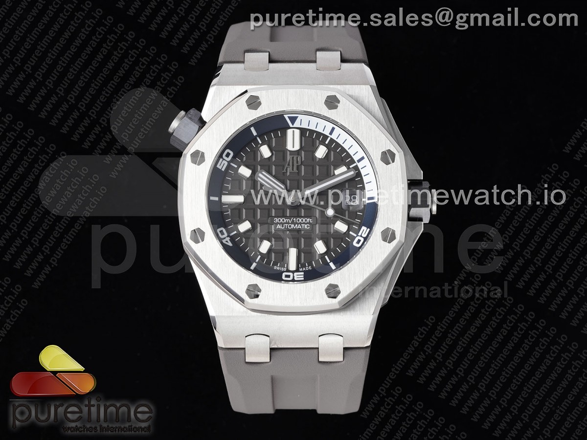 ZF 오데마피게 로얄오크 오프쇼어 다이버 15720 그레이다이얼 그레이러버스트랩 Royal Oak Offshore Diver 15720 SS ZF 1:1 Best Edition Gray Dial on Gray Rubber Strap A4308