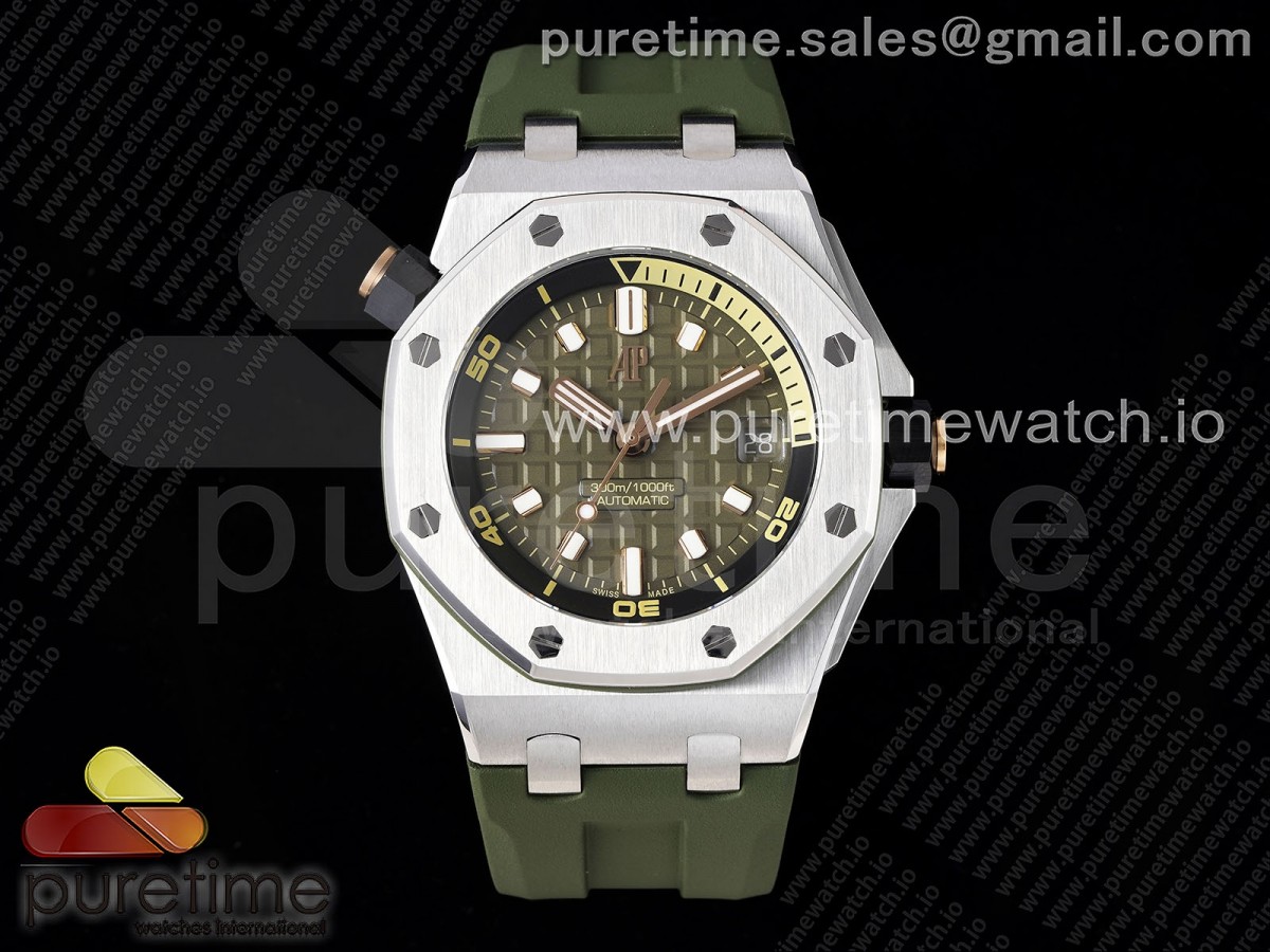 ZF 오데마피게 로얄오크 오프쇼어 다이버 15720 그린다이얼 그린러버스트랩 Royal Oak Offshore Diver 15720 SS ZF 1:1 Best Edition Green Dial on Green Rubber Strap A4308