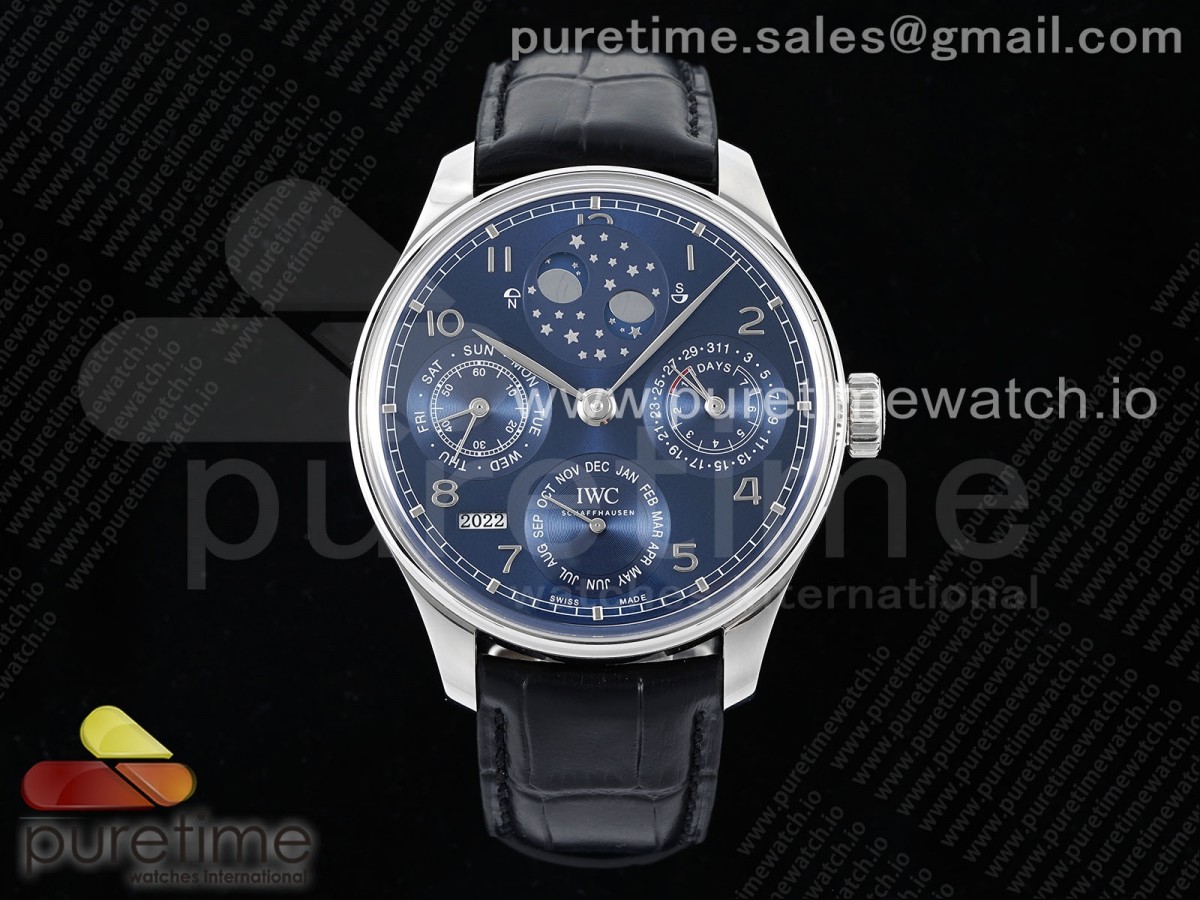 APSF IWC 포르투기저 퍼페츄얼캘린더 블루다이얼 블랙가죽스트랩 Portugieser Perpetual Calendar SS 5033 APSF 1:1 Best Edition Blue Dial on Black Leather Strap A52610 Clone