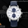 APSF IWC 포르투기저 크로노 IW371620 화이트/블루다이얼 블루가죽스트랩 Portuguese Chrono IW371620 APSF 1:1 Best Edition White/Blue Dial on Blue Leather Strap A69355