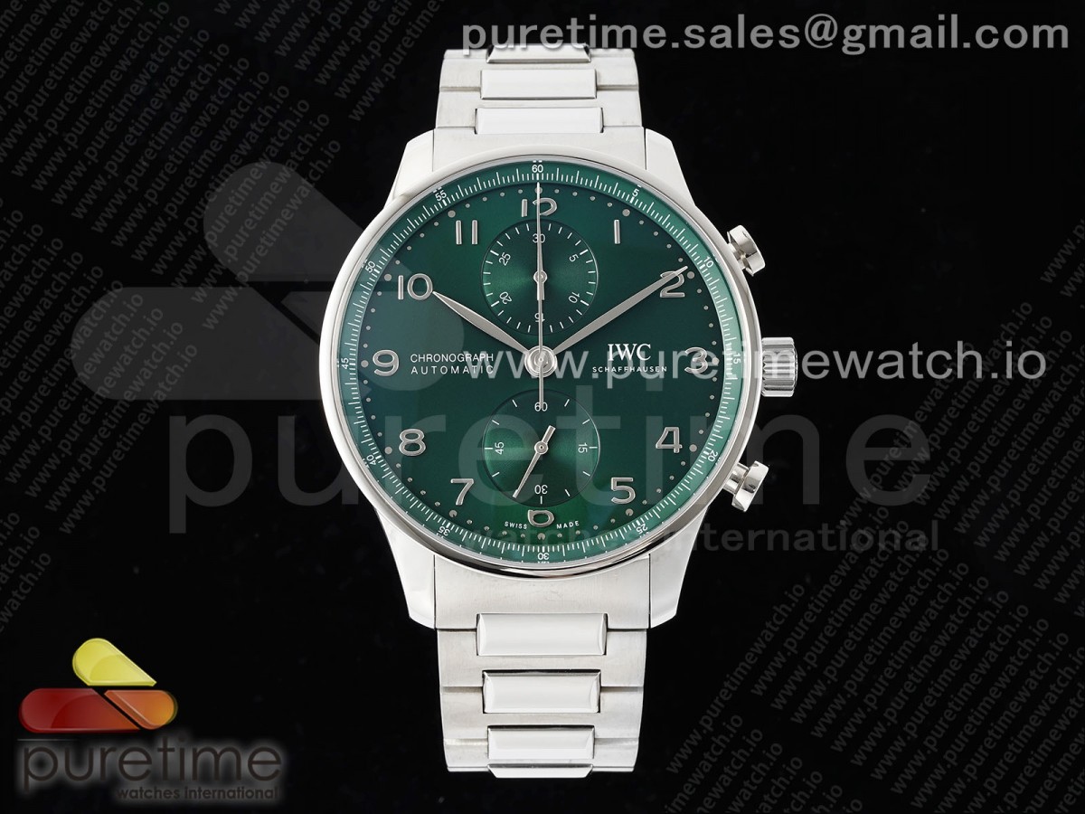 ZF IWC 포르투기저 크로노 IW3716 그린다이얼 스틸브레이슬릿 Portuguese Chrono IW3716 ZF 1:1 Best Edition Green Dial on SS Bracelet A69355