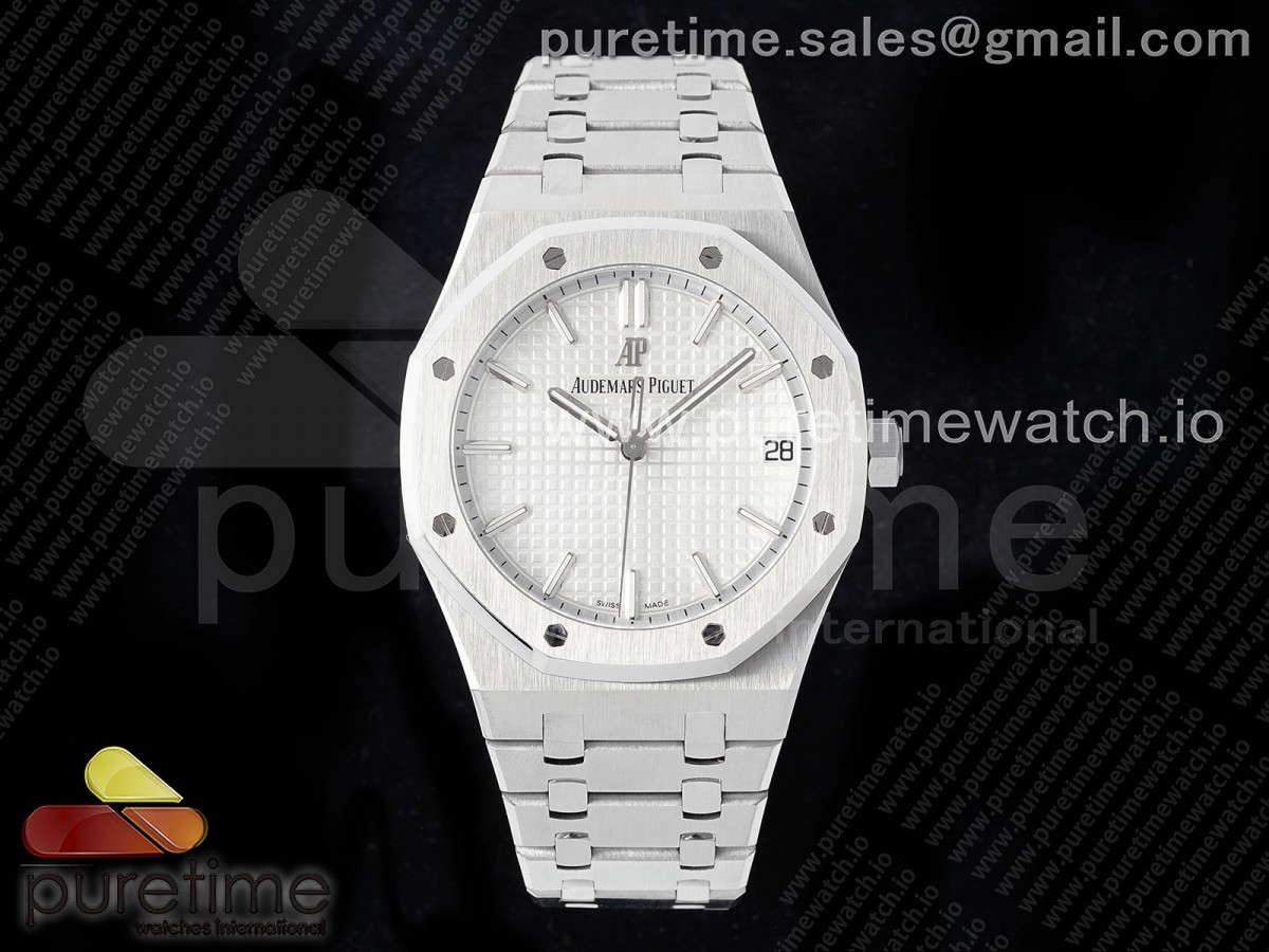 SF 오데마피게 로얄오크 15500 화이트다이얼 스틸브레이슬릿 Royal Oak 41mm 15500 SS SF 1:1 Best Edition White Dial on SS Bracelet SA4302 Super Clone