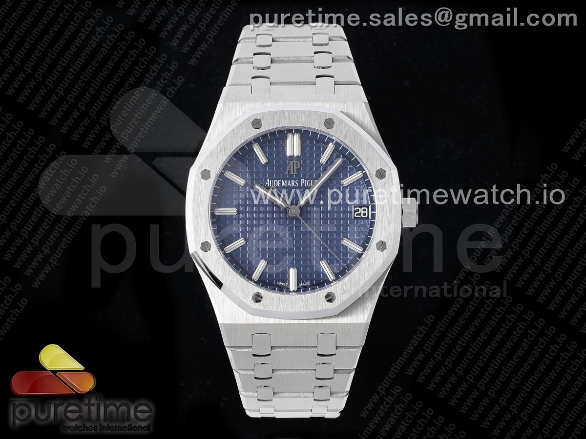 SF 오데마피게 로얄오크 15500 블루다이얼 스틸브레이슬릿  Royal Oak 41mm 15500 SS SF 1:1 Best Edition Blue Dial on SS Bracelet SA4302 Super Clone