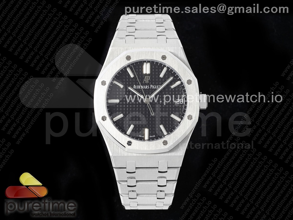 SF 오데마피게 로얄오크 15500 블랙다이얼 스틸브레이슬릿 Royal Oak 41mm 15500 SS SF 1:1 Best Edition Black Dial on SS Bracelet SA4302 Super Clone