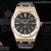 IPF 오데마피게 로얄오크 15400 로즈골드 블랙다이얼 블랙가죽스트랩 Royal Oak 41mm 15400 RG IPF 1:1 Best Edition Black Textured Dial on Black Leather Strap SA3120 Super Clone