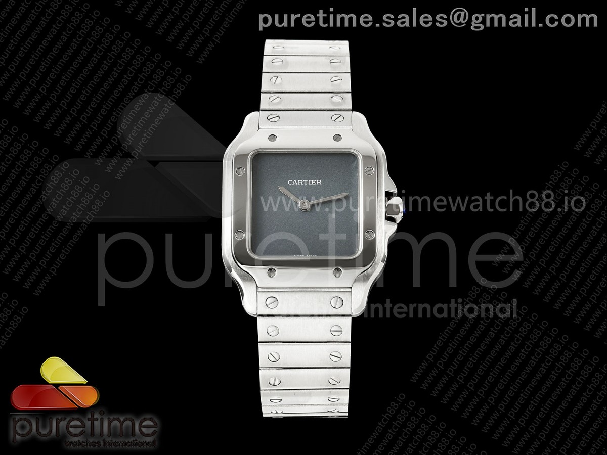 8848F 까르띠에 산토스 27미리 그레이다이얼 스틸브레이슬릿 Santos 27mm SS 8848F 1:1 Best Edition Gray Dial on SS Bracelet Quartz